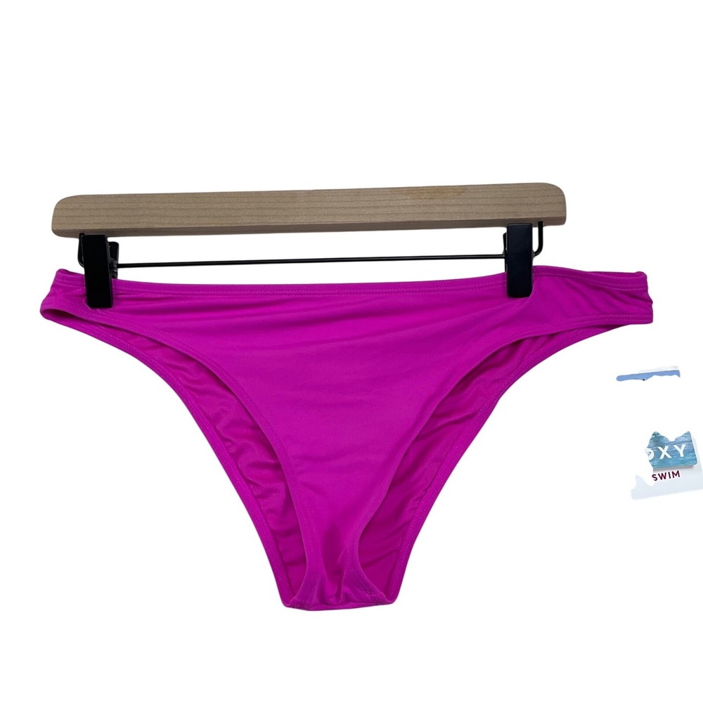 Roxy Swim Magenta Pink Bikini Bottoms Low Rise Recycled Nylon Large NWT